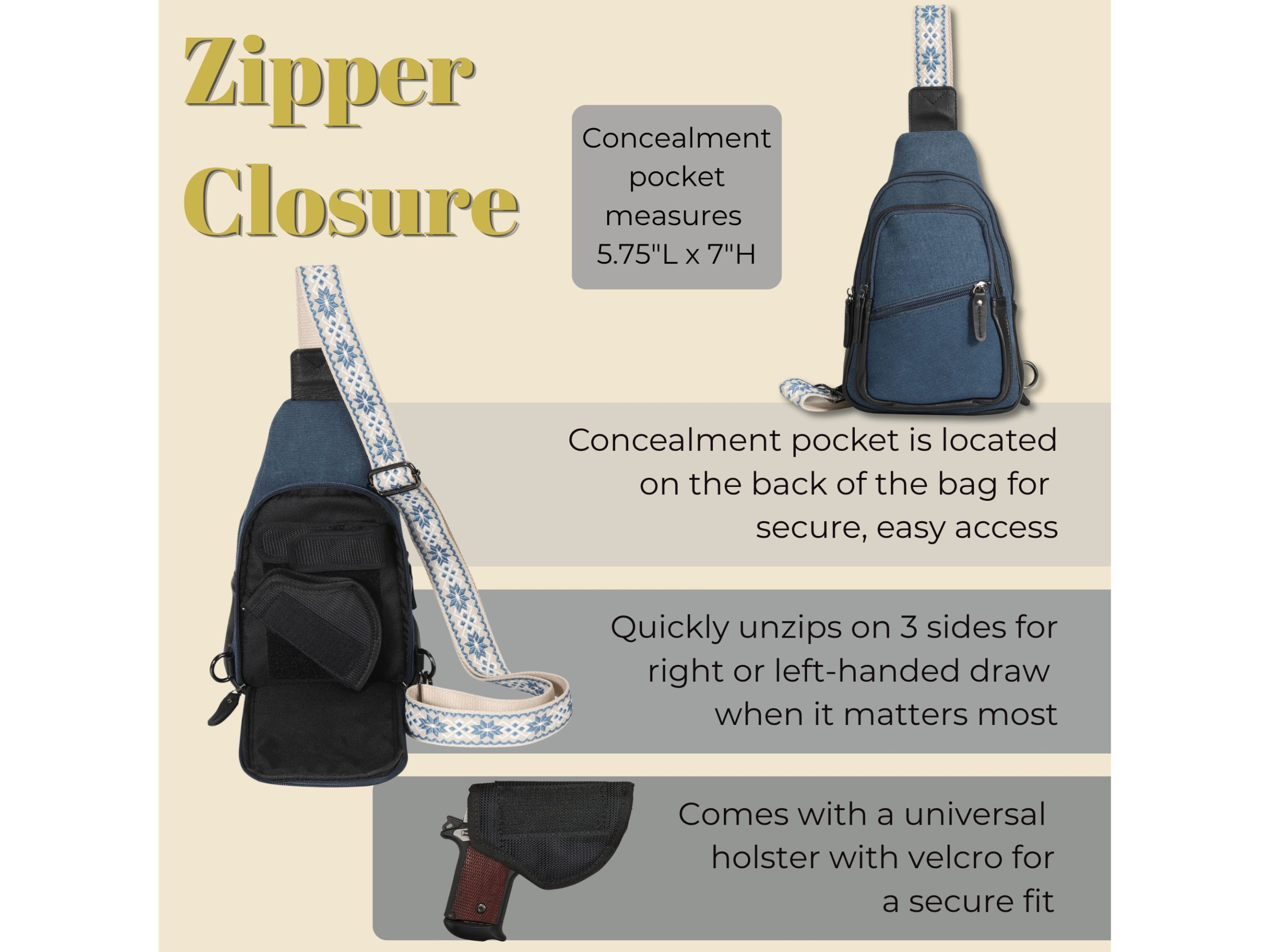 Concealed Carry Indie Canvas Sling by DS Conceal
