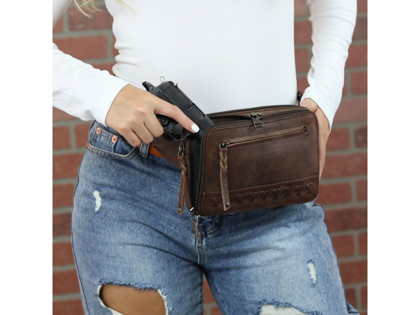 Concealed Carry Kailey Leather Fanny Pack/Sling by Lady Conceal