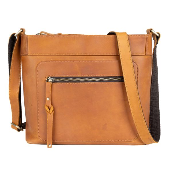 Concealed Carry Delaney Leather Crossbody by Lady Conceal - Distressed Light Brown