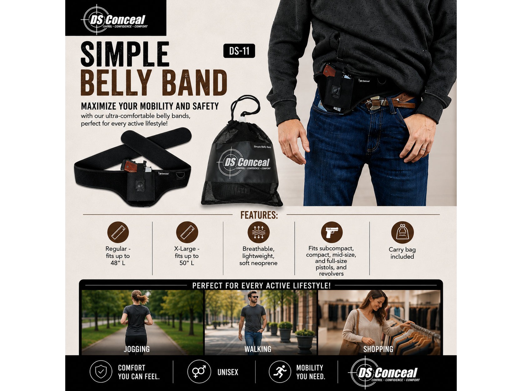 Unisex Simple Belly Band by DS Conceal