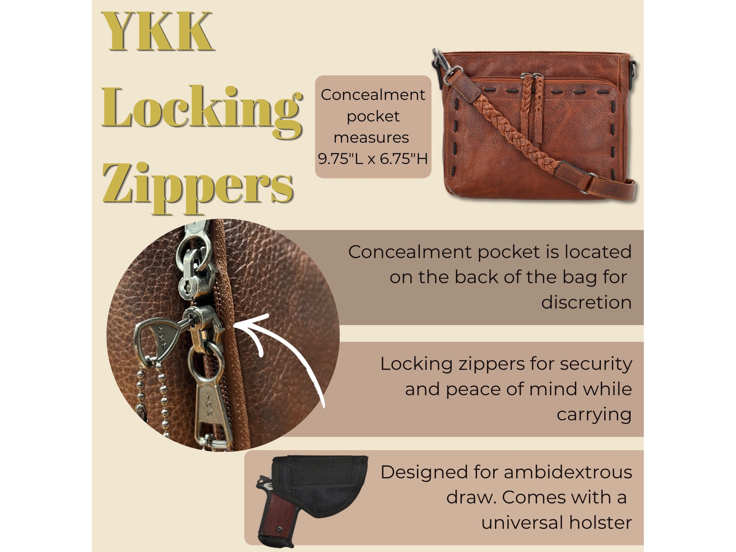 Concealed Carry Zoe Leather Crossbody by Lady Conceal